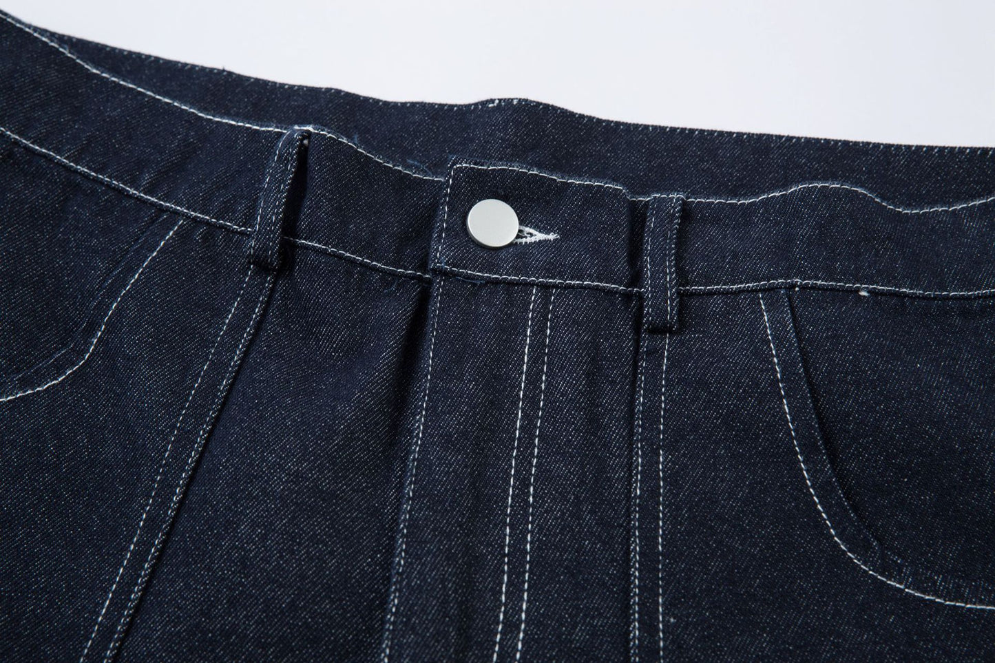 Washed Wide-Leg Cargo Denim Pants WN12733