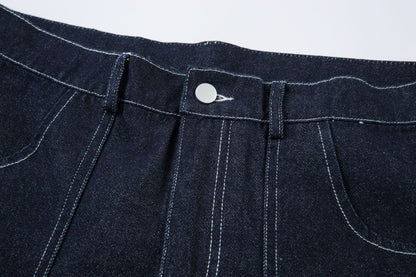 Washed Wide-Leg Cargo Denim Pants WN12733