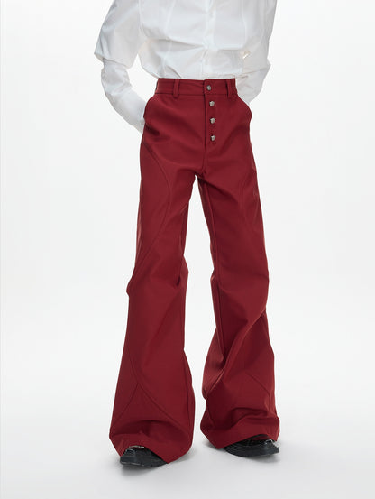 Double Pleats Flare Five-Button Draped Trousers WN23309