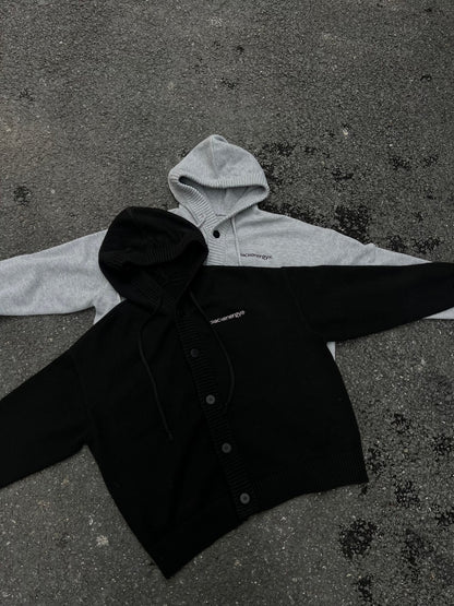 Letter Embroidery Hooded Knit Cardigan WN28125