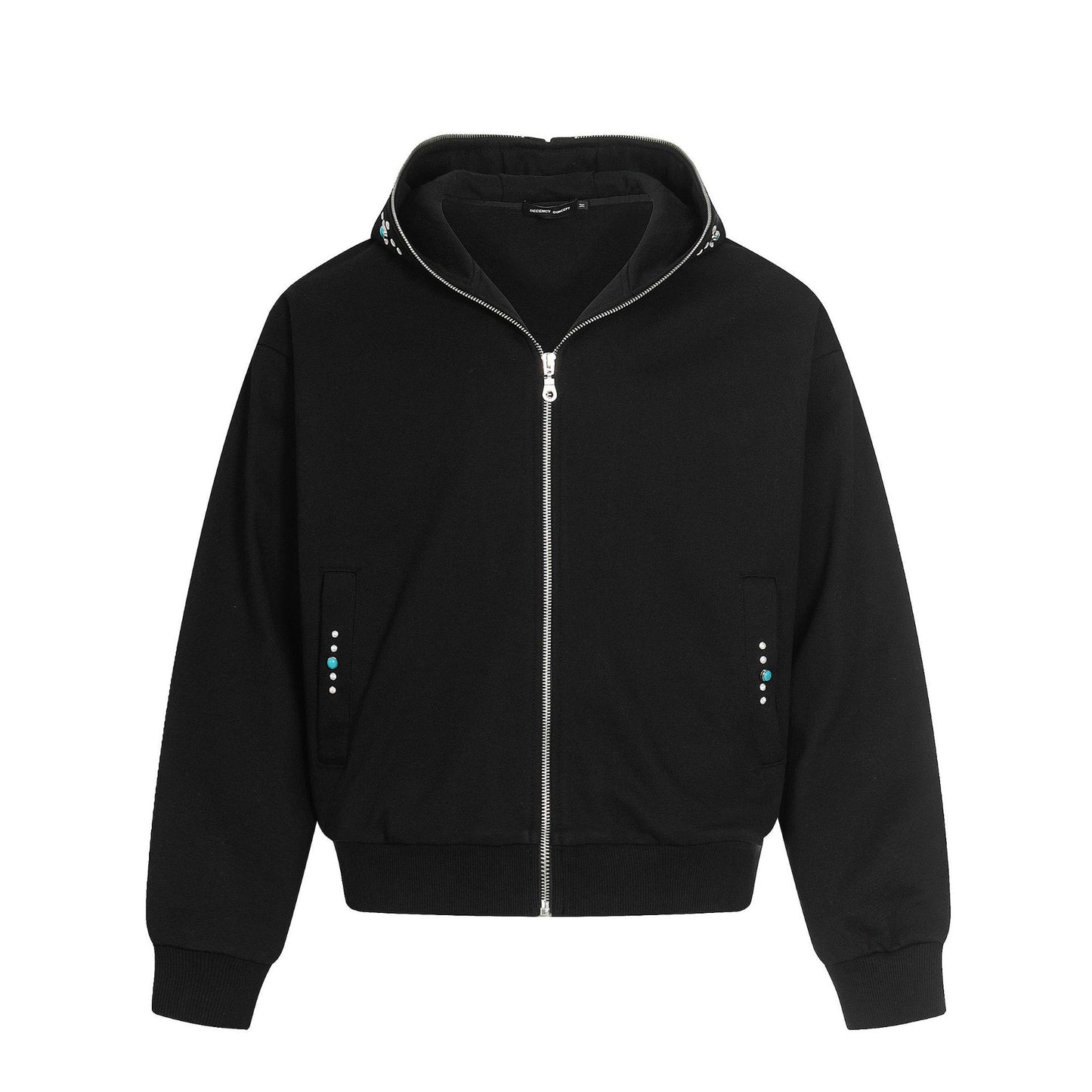 Turquoise Stone Zipper Hoodie WN25932