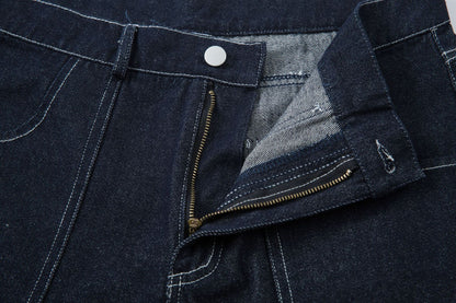 Washed Wide-Leg Cargo Denim Pants WN12733