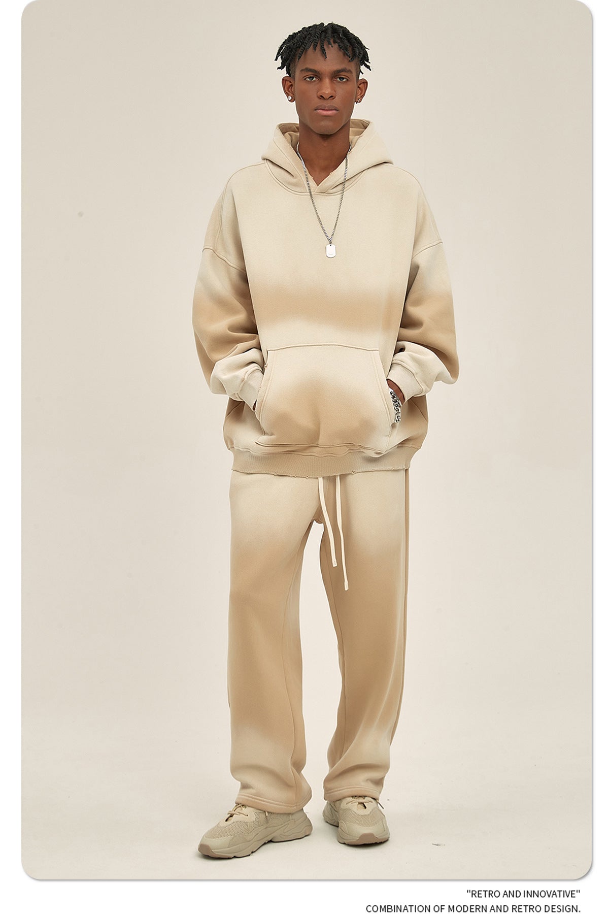 Fleece Lining Spray-dye Damage Oversize Hoodie WN9969-K