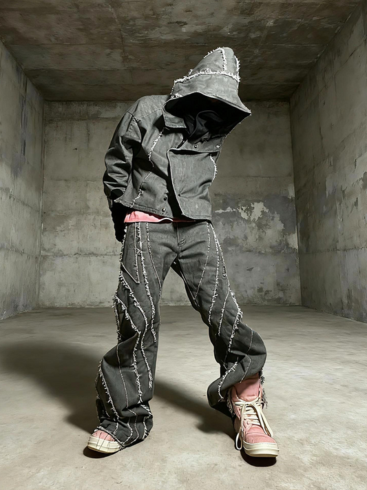 Zipper Deconstructed Design Hooded Jacket WN21997