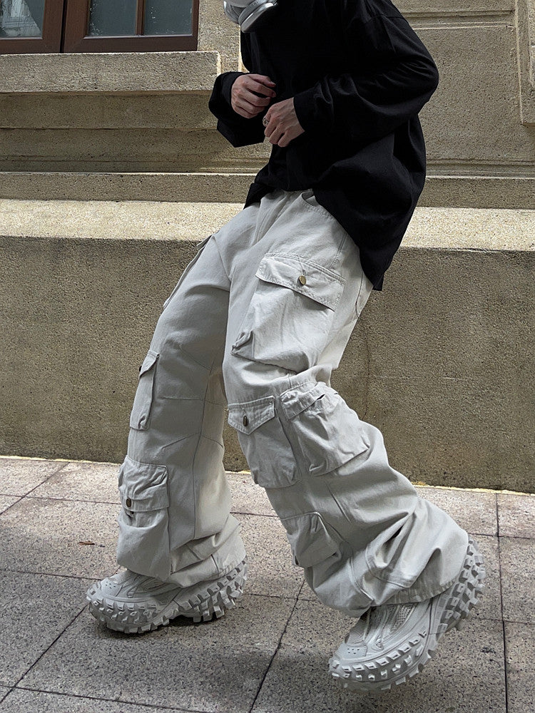 Multi-Pocket Straight Wide Leg Cargo Pants WN24384