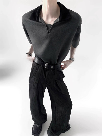 V-Neck Collar Short Sleeve Polo Shirt WN20345