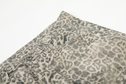 Leopard Multi-Pocket Wide Leg Cargo Pants WN26113