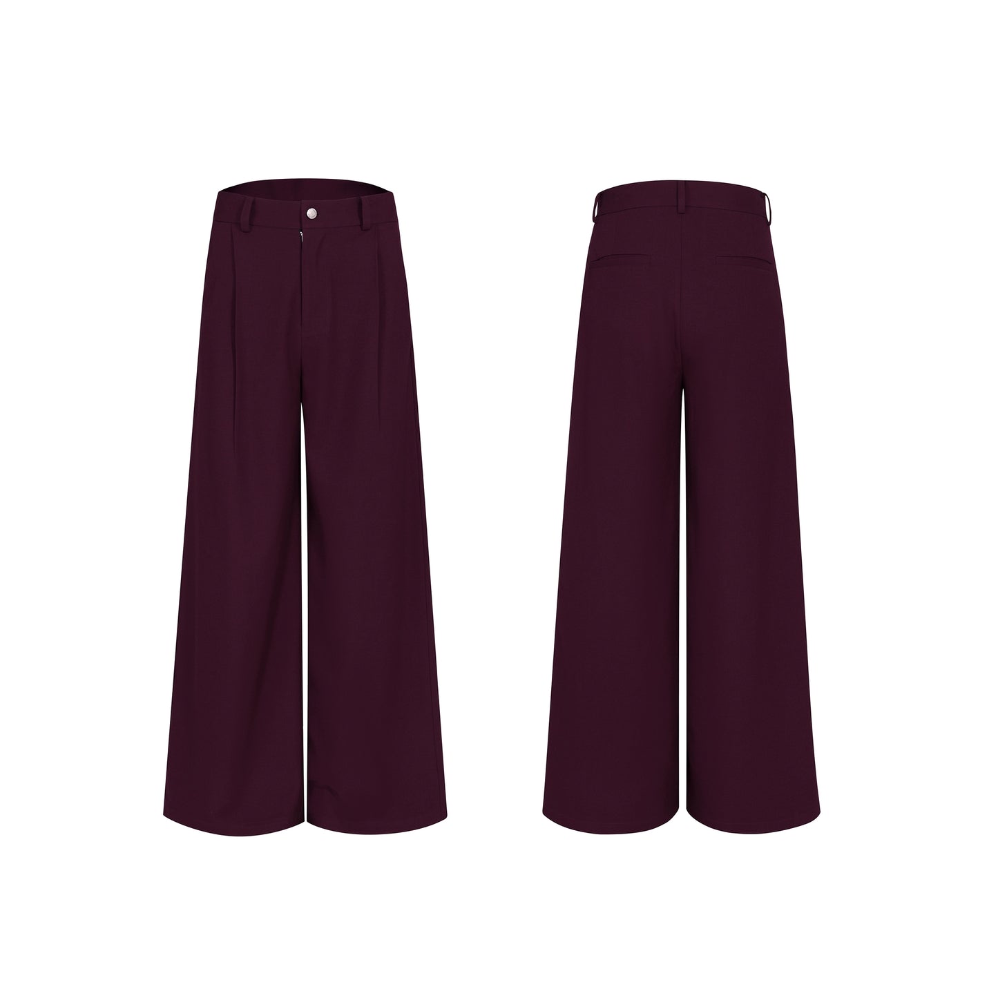 Detachable PU Leather Collar Wool Tailored Jacket & Straight Leg Pants Setup WN21772