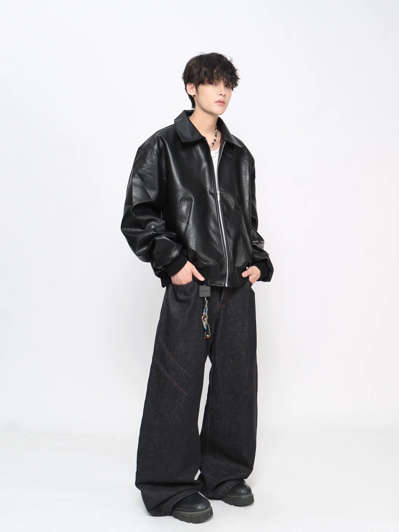 Lychee Texture PU Leather Zipper Jacket WN21022