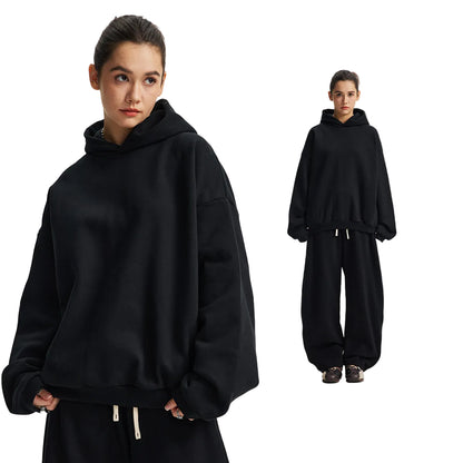 Fleece Lining Oversize Hoodie & Wide Leg Sweatpants Setup WN23113