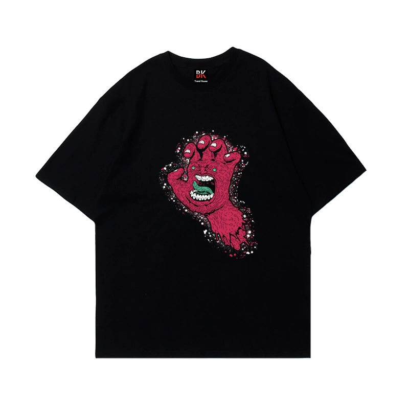 Oversize Graphic Hand Print Short Sleeve T-Shirt WN16633