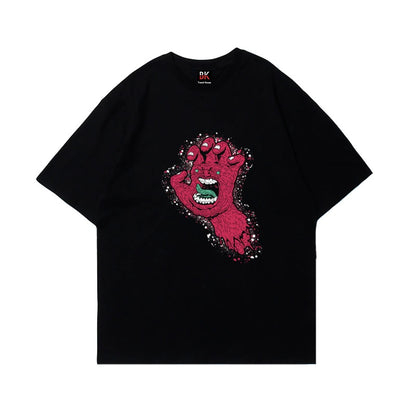 Oversize Graphic Hand Print Short Sleeve T-Shirt WN16633