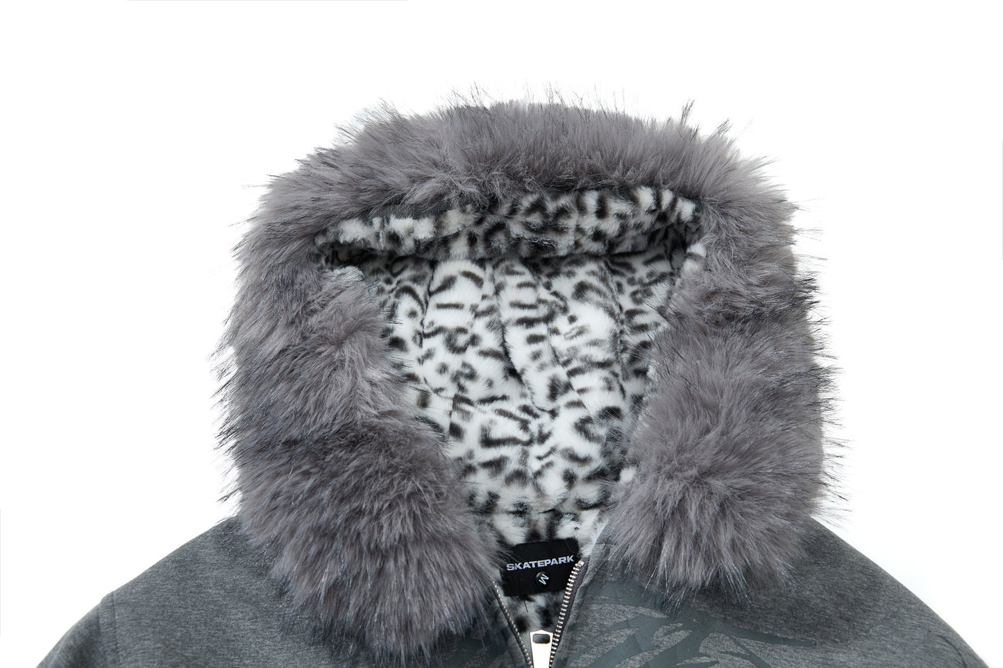 Fake Fur Collar Leopard Print Padded Jacket WN23076