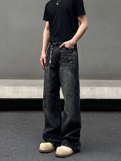 Washed Flare Denim Jeans WN19435