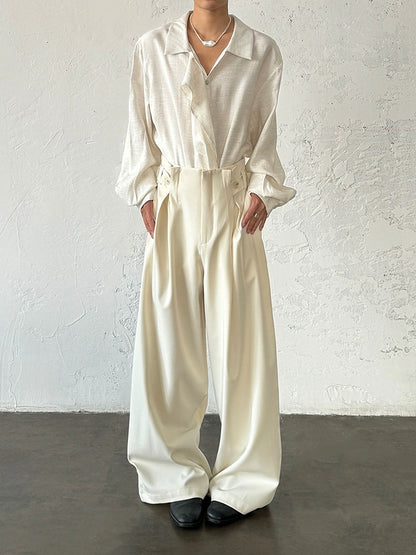 Adjustable Drawstring Pleats Straight Trousers WN20010