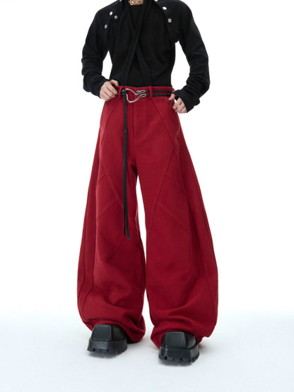 Textured Deconstructed Wide Leg Trousers WN11607