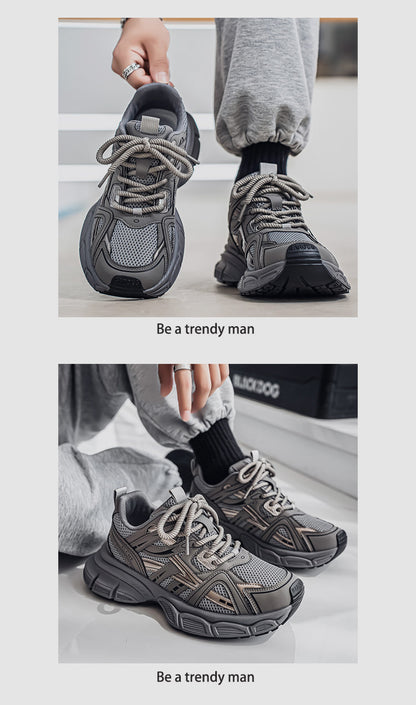 Mesh Panel Chunky Lace-Up Sneakers WN23368