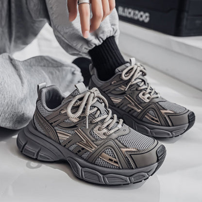 Mesh Panel Chunky Lace-Up Sneakers WN23368