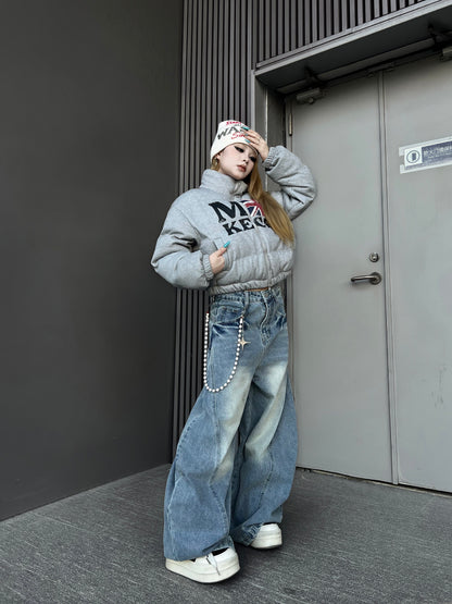 Washed Wide Leg Denim Jeans WN24186