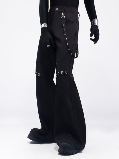 Eyelet Strap Flare Trousers WN23721