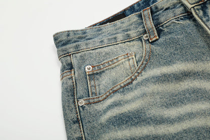 Dirty Washed Damage Flare Denim Jeans WN26103