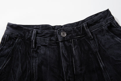 Wrinkle Texture Wide Leg Denim Jeans WN27788