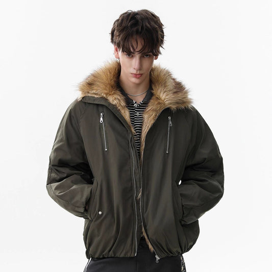 Fake Fur Collar Zipper Puffer Jacket  WN21870