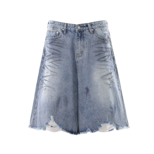 Frayed Distressed Denim Half Jeans WN25413