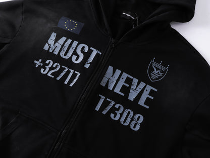 Dirty Washed Logo Print Zipper Hoodie & Dirty Washed Sweatpants Setup WN25540
