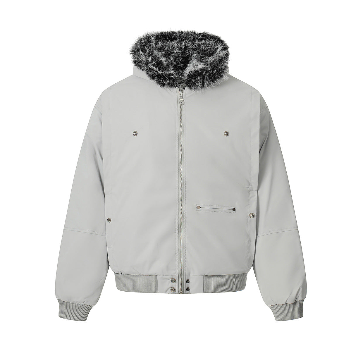 Fake Fur Hooded Zipper Puffer Jacket WN21866