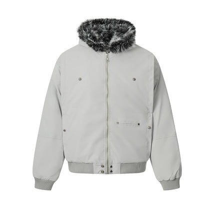 Fake Fur Hooded Zipper Puffer Jacket WN21866