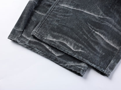 Studs Detail Washed Wide Leg Denim Jeans WN28036