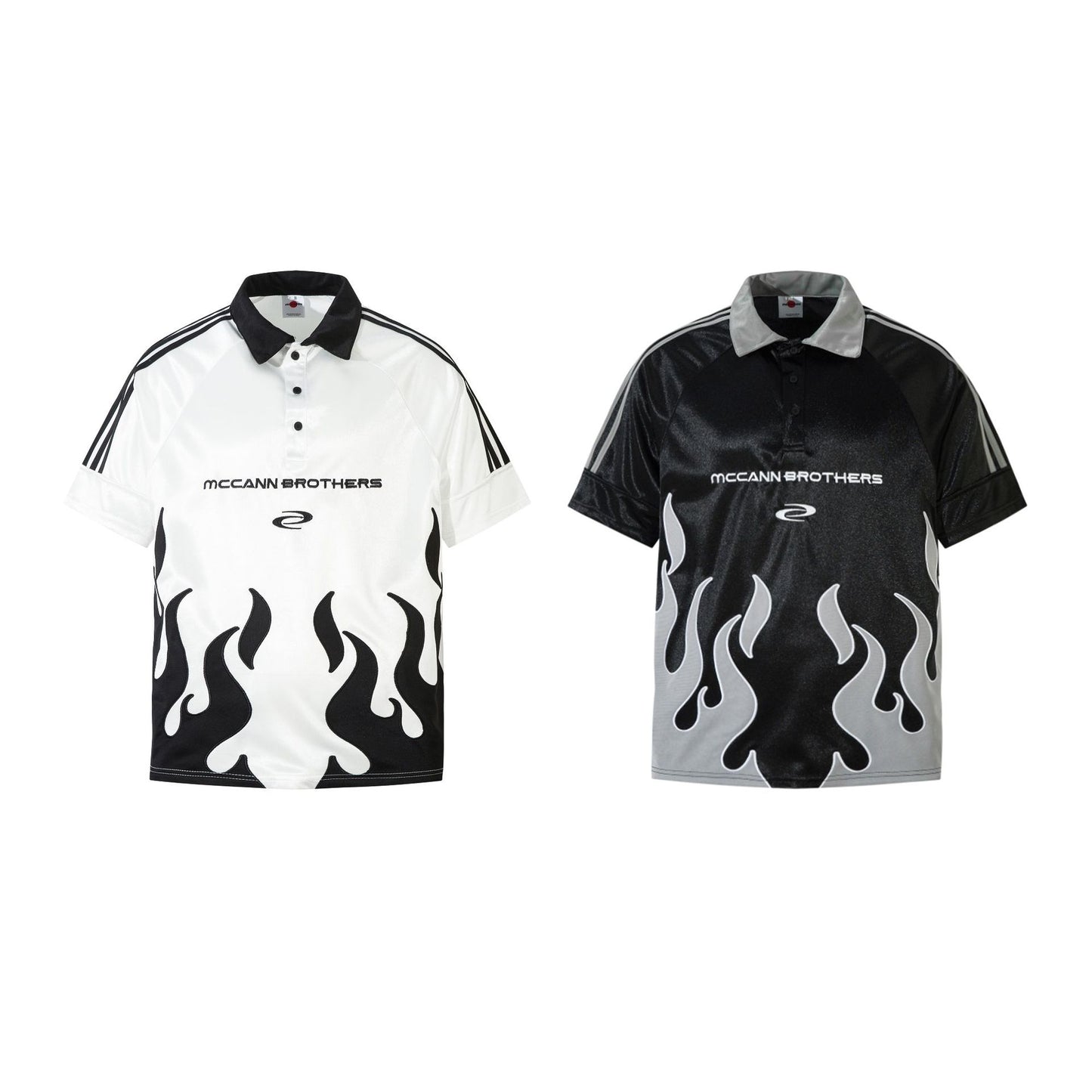 Stripe Flame Print Short Sleeve Shirt WN25453