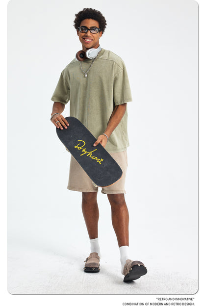 Washed Plain Oversize Short Sleeve T-Shirt WN16261