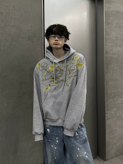 Flower Embroidery Pullover Hoodie WN10764