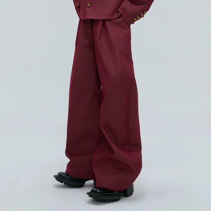 Fur Collar Gem Button Standing-Collar Short Jacket & Trousers Setup WN21733