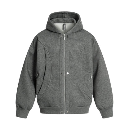 Deconstructed Oversize Zipper Hoodie & Wide Leg Sweatpants Setup WN20582