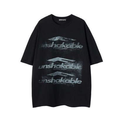 Blur Letter Print Cool Touch Oversize Short Sleeve T-Shirt WN26861