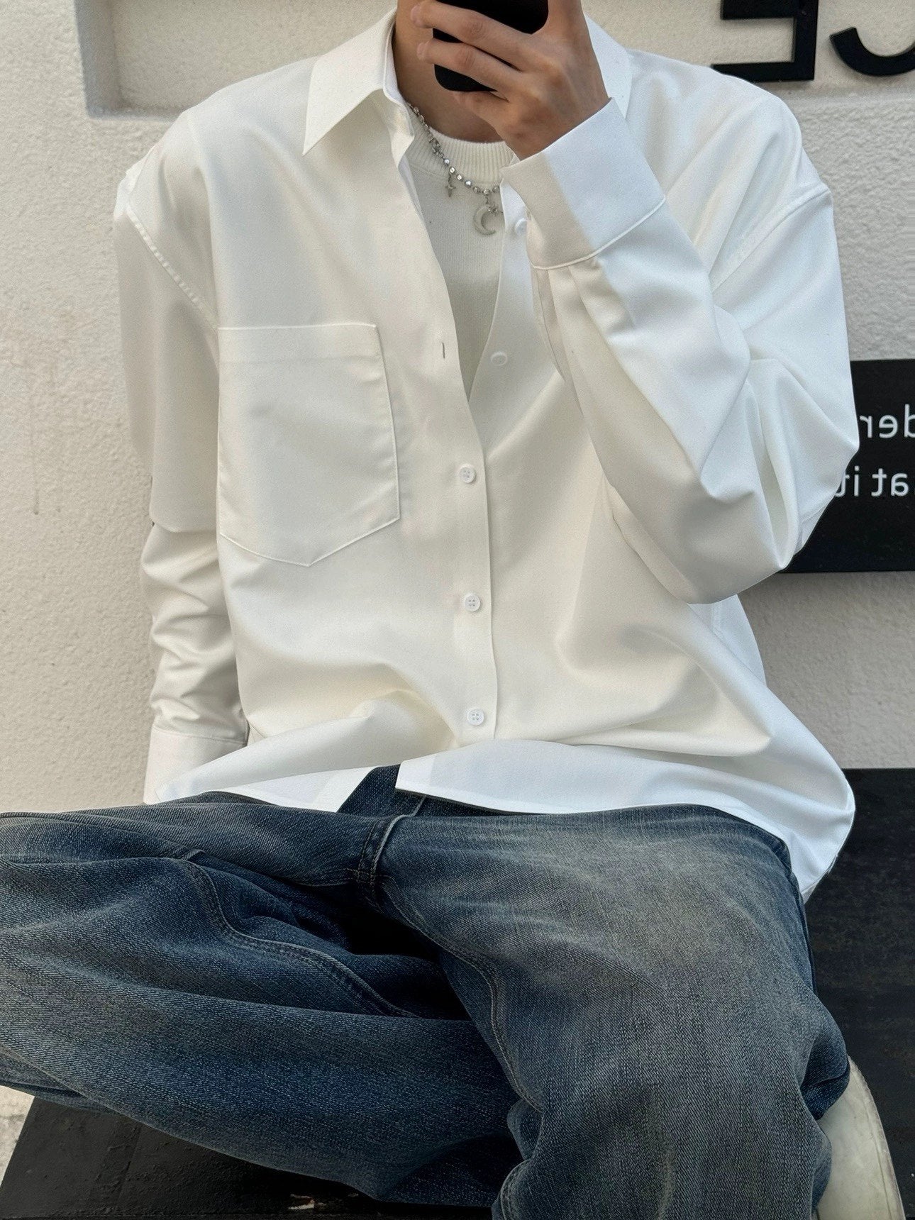 Drapey Drop Shoulder Wrinkle-Free Long Sleeve Shirt WN23150