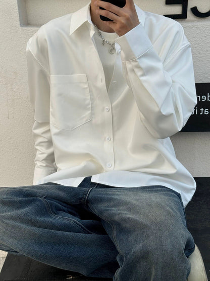 Drapey Drop Shoulder Wrinkle-Free Long Sleeve Shirt WN23150