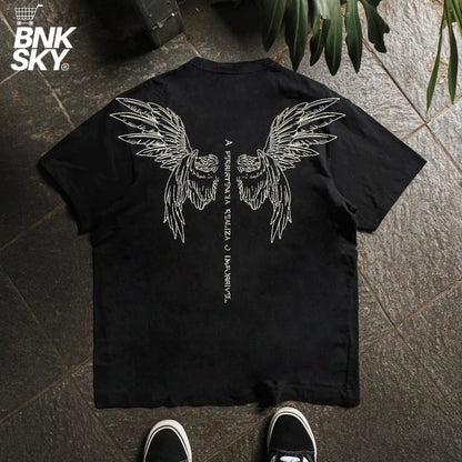 Wing Art Print Oversize Short Sleeve T-Shirt WN16716