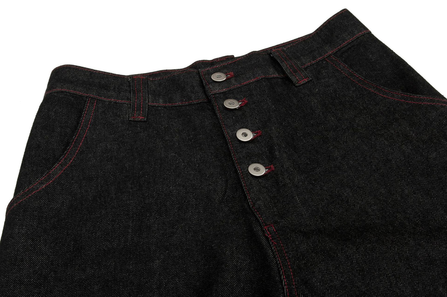 Contrast Stitch Panel Curved Wide Leg Denim Jeans WN25910