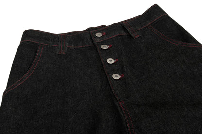 Contrast Stitch Panel Curved Wide Leg Denim Jeans WN25910