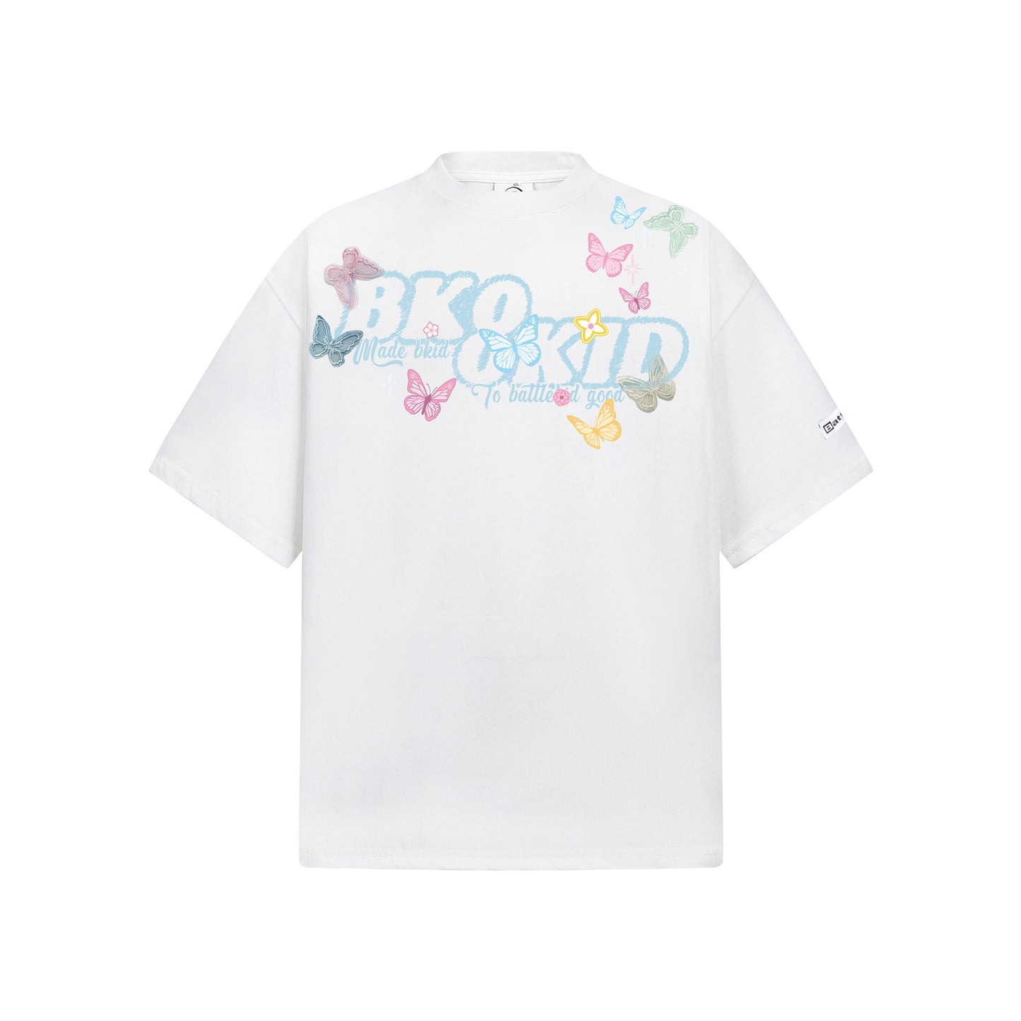 Butterfly Letter Print Oversize Short Sleeve T-Shirt WN26896