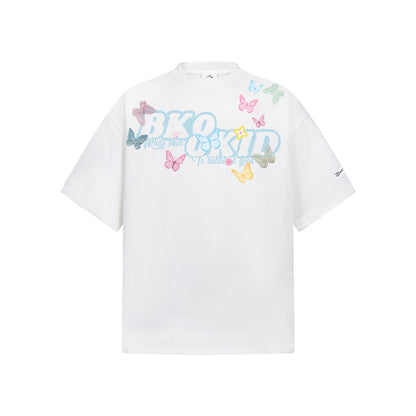 Butterfly Letter Print Oversize Short Sleeve T-Shirt WN26896