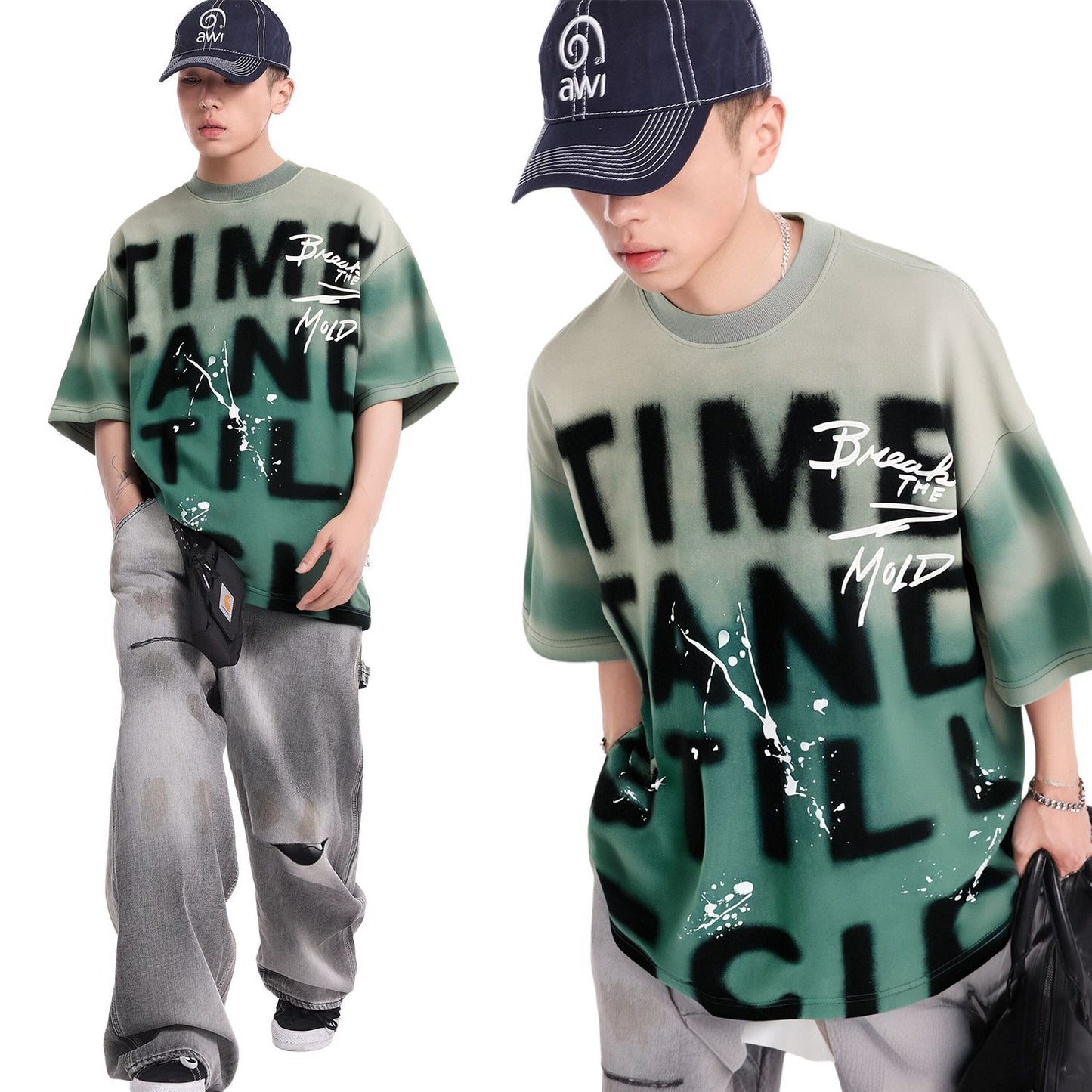 Washed Gradient Oversize Short Sleeve T-Shirt WN25833