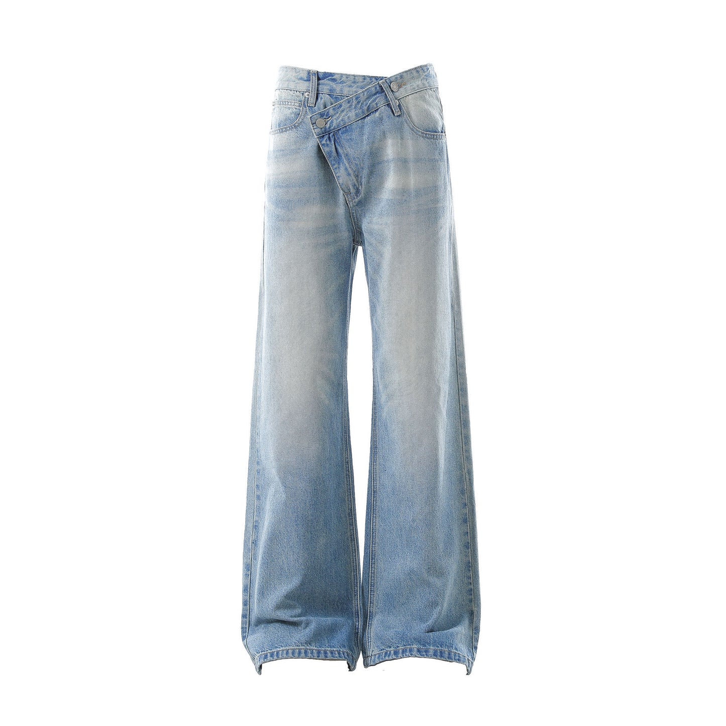 Dirty Washed Irregular Flare Denim Jeans WN26118
