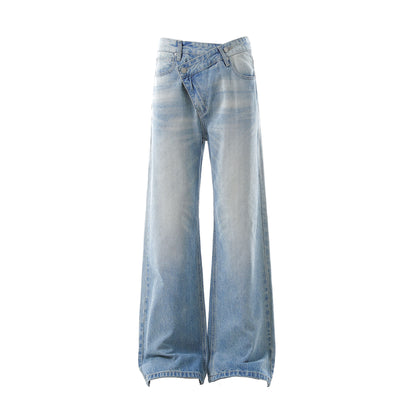 Dirty Washed Irregular Flare Denim Jeans WN26118