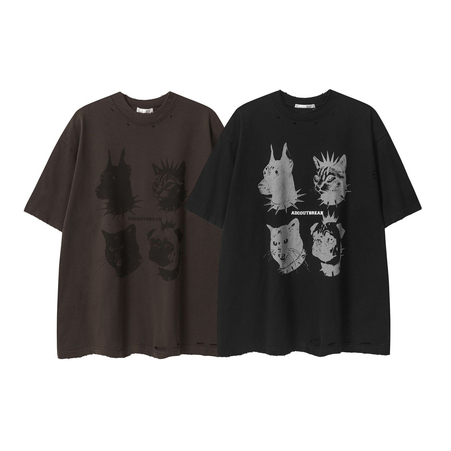Damage Animal Print Short Sleeve T-Shirt WN25808