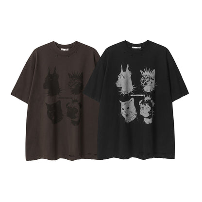 Damage Animal Print Short Sleeve T-Shirt WN25808
